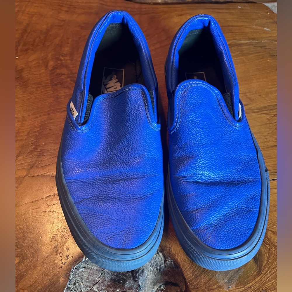 Opening Ceremony x Vans Blue Leather Slip-On Sneakers Rare Men’s 6.5 / Women’s 8